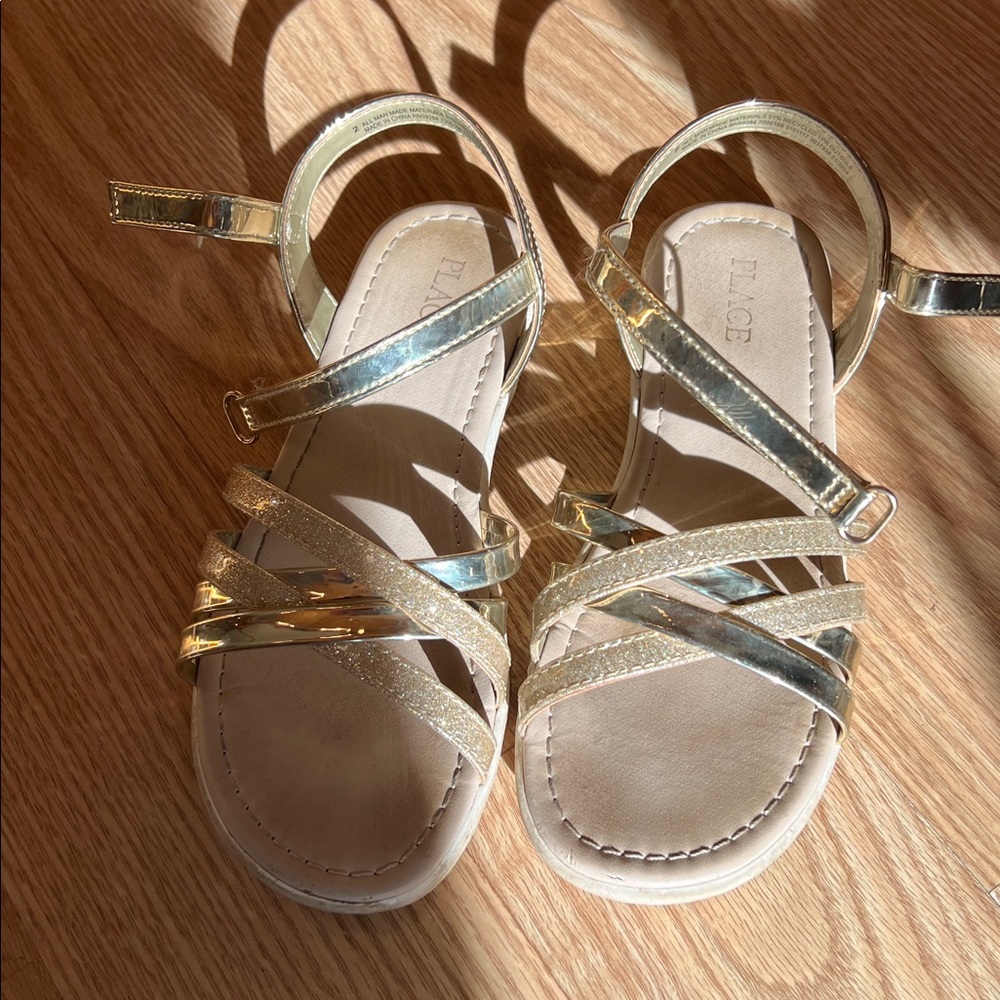 Gold Strappy Sandals girls size 2